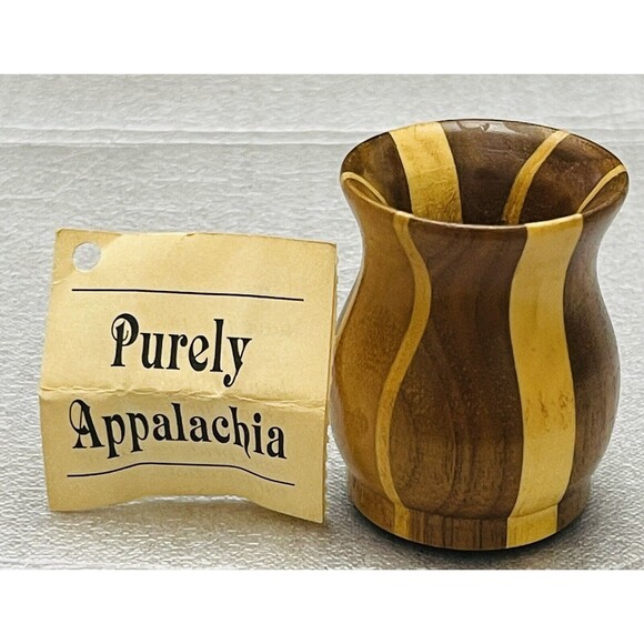 Purely Appalachia Wooden Vase Two Wood Tone Handcrafted 2.25” Authentic Heritage - Picture 2 of 8